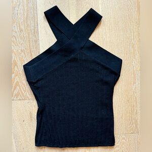 Sezane Zac black cross strap tank top